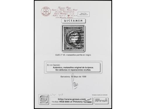 ° ESPAÑA. Ed. 45. 1 real azul verde. Márgenes excepcionales.