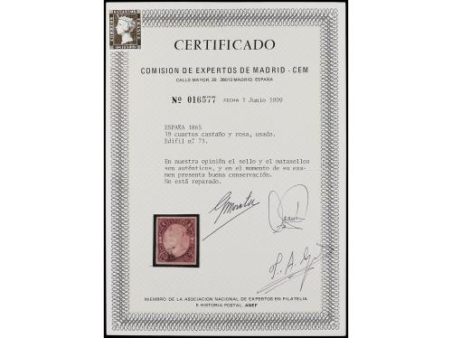 ° ESPAÑA. Ed. 71. 19 cuartos castaño y rosa. Mat. R.C. 11 de