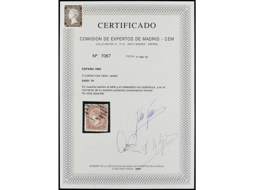 ° ESPAÑA. Ed. 74. 2 cuartos carmín. Excelente centraje. Muy 