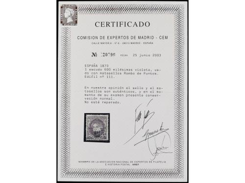 ° ESPAÑA. Ed. 111. 1 Esc. 600 mils. violeta. Color intenso y