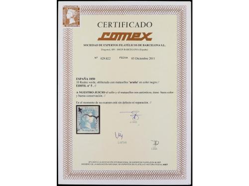 ° ESPAÑA. Ed. 5. 10 reales verde. Muy bonito.Cert. COMEX. 