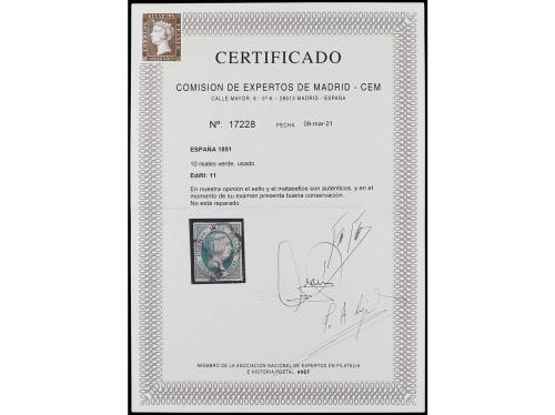 ° ESPAÑA. Ed. 11. 10 reales verde. Bonito ejemplar. Cert. CE