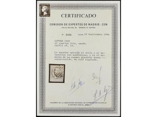 ° ESPAÑA. Ed. 13. 12 cuartos lila. Bonito. Cert. CEM. 