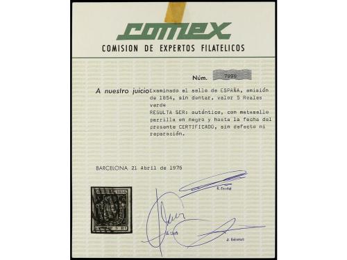° ESPAÑA. Ed. 26. 5 reales verde. MAGNÍFICO. Cert. COMEX. 
