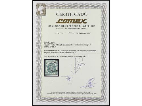 ° ESPAÑA. Ed. 32. 2 cuartos verde. Color excepcional. MAGNÍF