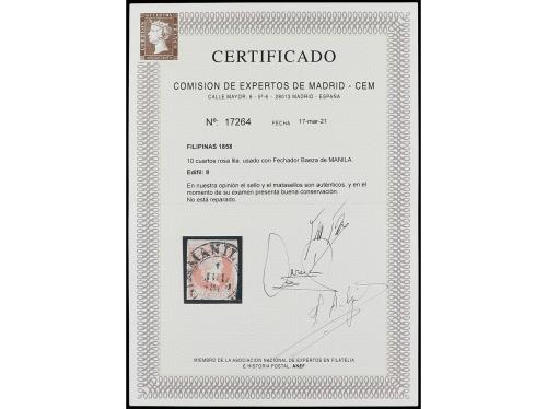 ° FILIPINAS. Ed. 8. 10 cuartos rosa lila. Mat. fechador de M