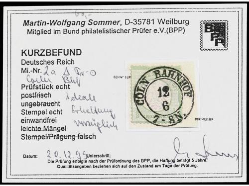 Δ ALEMANIA. Yv. 2. 1872. 1/3 gr. verde amarillo sobre fragme