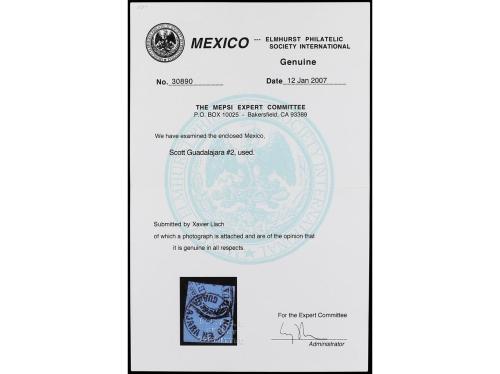 ° MEXICO. Ed. 7. 1867. GUADALAJARA. 1 real s. azul gris. Mat