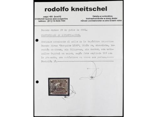 ° ARGENTINA. Yv. 5. 1858. BUENOS AIRES. 4 reales castaño. PR