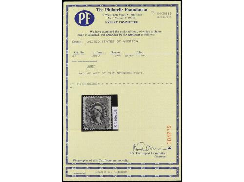 ° ESTADOS UNIDOS. Yv. 15. 1857-60. 24 ctvos. gris violeta. P