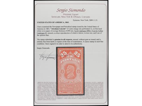 (*) ESTADOS UNIDOS. Yv. P-1/3. 1865. PERIÓDICOS. Serie compl