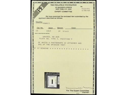 (*) HAWAI. Yv. 14A. 1864. 1 cent negro "Lais Paper". BONITO.