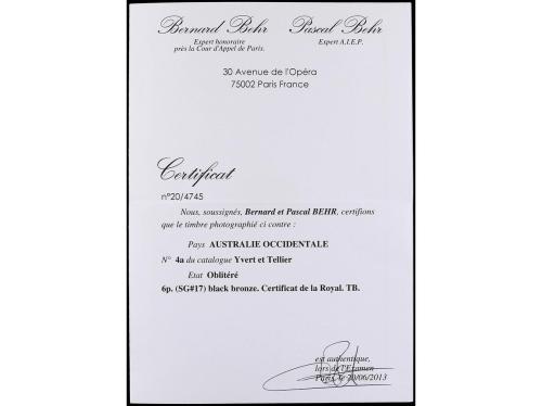 ° AUSTRALIA. Yv. 4. 1854-57. AUSTRALIA OCCIDENTAL. 6 p. gris