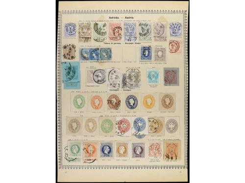 ° AUSTRIA. 1850-80. Cuatro páginas de álbum con sellos usado