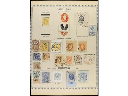 ° AUSTRIA. 1850-80. Cuatro páginas de álbum con sellos usado