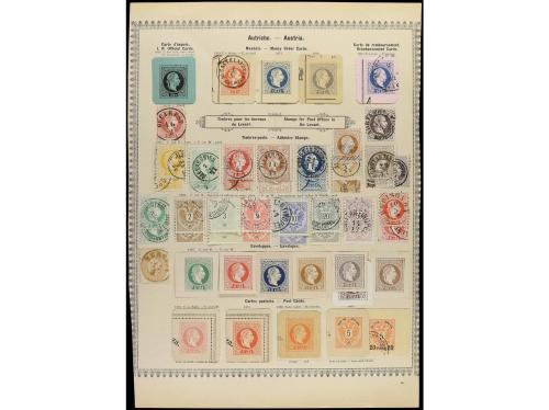 ° AUSTRIA. 1850-80. Cuatro páginas de álbum con sellos usado