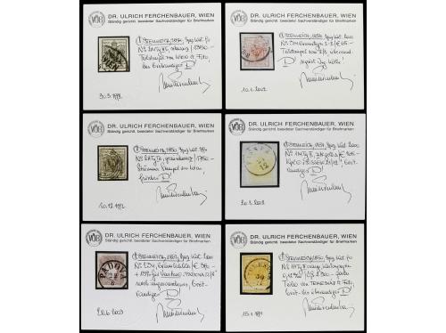 ° AUSTRIA. 1850-80. Cuatro páginas de álbum con sellos usado