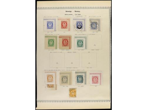 ° NORUEGA. 1855-83. Tres páginas de álbum con sellos usados 