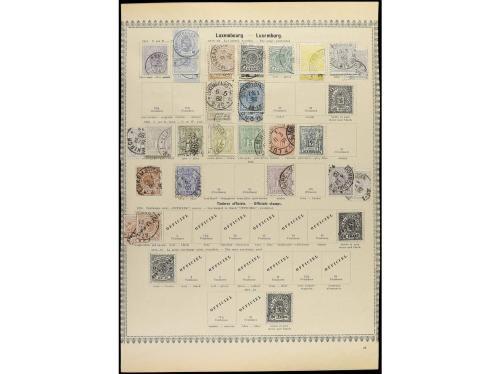 ° LUXEMBURGO. 1852-82. Cuatro páginas de álbum con sellos us