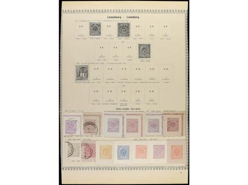 ° LUXEMBURGO. 1852-82. Cuatro páginas de álbum con sellos us