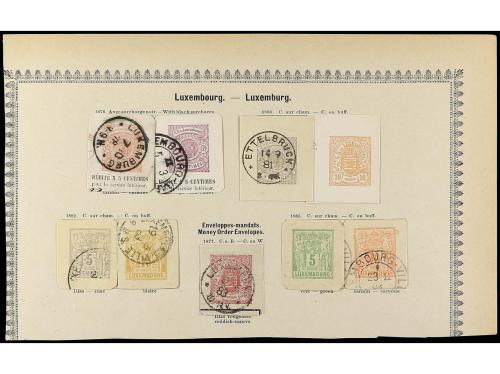 ° LUXEMBURGO. 1852-82. Cuatro páginas de álbum con sellos us