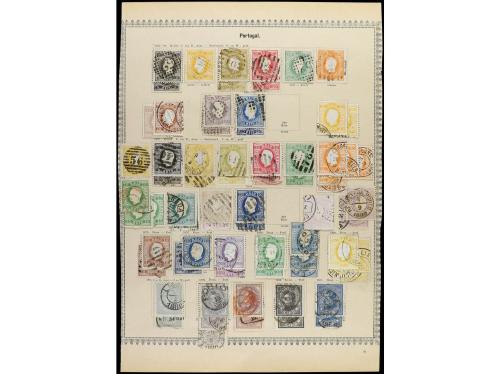 ° PORTUGAL. 1853-82. Tres páginas de álbum con sellos usados