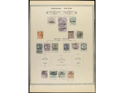 ° GRAN BRETAÑA. 1840-1885. Siete páginas de álbum con sellos