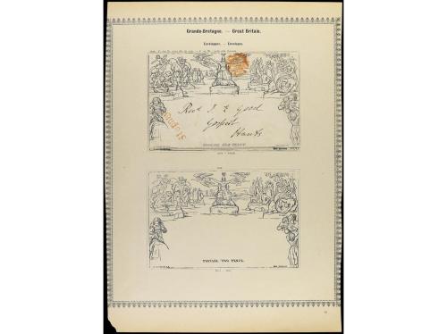 ° GRAN BRETAÑA. 1840-1885. Siete páginas de álbum con sellos