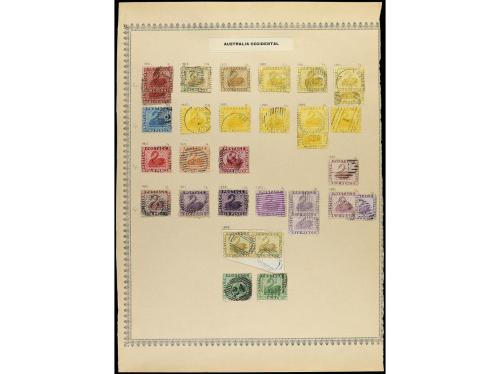 */° AUSTRALIA. 1854-85. Conjunto de 14 páginas de álbum con 