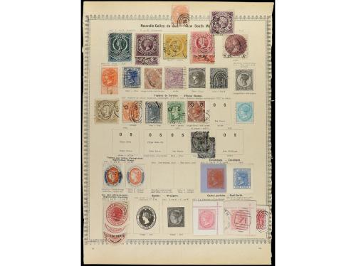 */° AUSTRALIA. 1854-85. Conjunto de 14 páginas de álbum con 