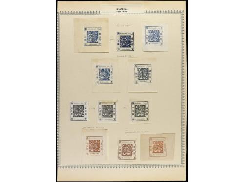 (*)/° SHANGAI. 1865-1875. Cuatro páginas de álbum con sellos