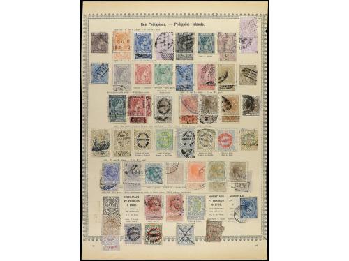 ° FILIPINAS. 1854, 1890. Tres páginas de álbum con sellos us