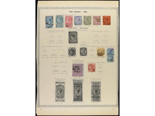 ° INDIA. 1854-80. Tres páginas de álbum con sellos usados co
