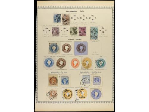 ° INDIA. 1854-80. Tres páginas de álbum con sellos usados co