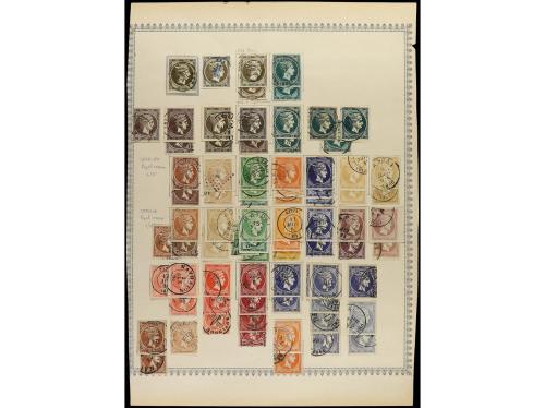 ° GRECIA. 1861-82. Dos páginas de álbum con sellos usados co