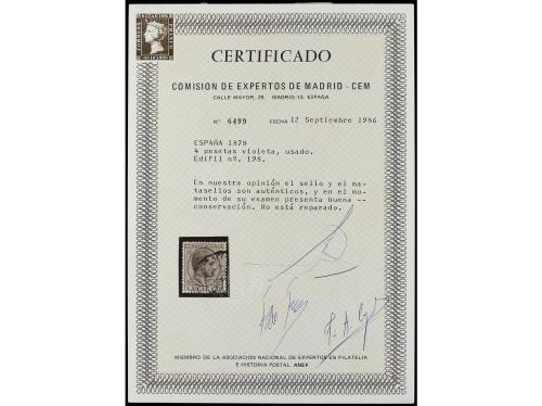 ESPAÑA. 1865-1885. Cinco páginas de álbum con sellos usados,