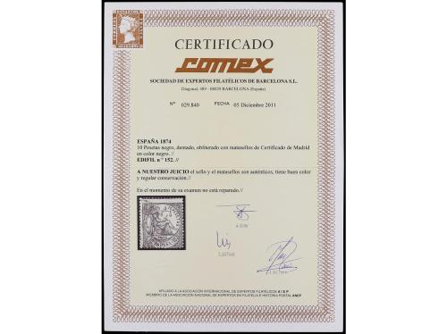 ESPAÑA. 1865-1885. Cinco páginas de álbum con sellos usados,