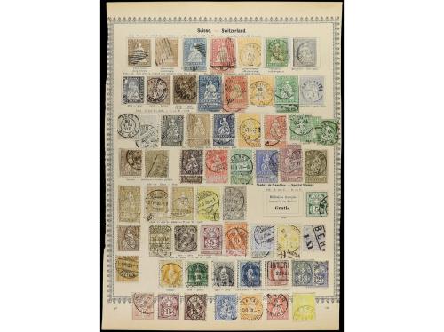 ° SUIZA. 1850-1880. Cinco páginas de álbum con sellos usados