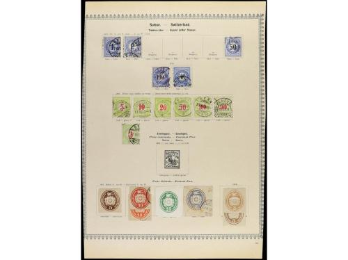° SUIZA. 1850-1880. Cinco páginas de álbum con sellos usados