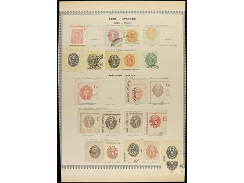 ° SUIZA. 1850-1880. Cinco páginas de álbum con sellos usados