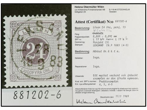 ° SUECIA. 1855-86. Tres páginas de álbum con sellos usados c