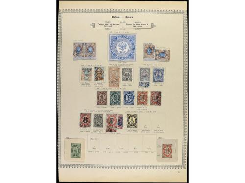 */° RUSIA. 1858-1880. Cuatro páginas de álbum con sellos nue