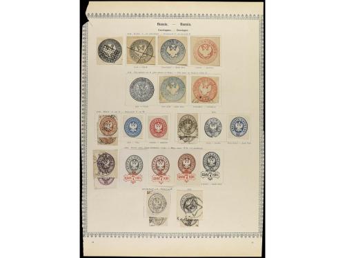 */° RUSIA. 1858-1880. Cuatro páginas de álbum con sellos nue