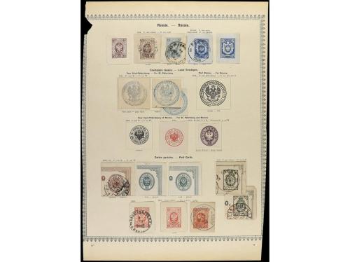 */° RUSIA. 1858-1880. Cuatro páginas de álbum con sellos nue