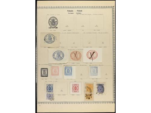 ° FINLANDIA. 1860-80. Tres páginas de álbum con sellos usado