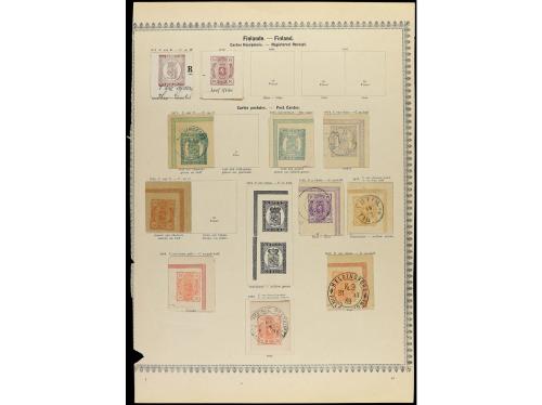 ° FINLANDIA. 1860-80. Tres páginas de álbum con sellos usado