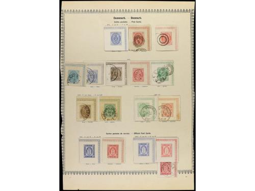 ° DINAMARCA. 1851-82. Tres páginas de álbum con sellos usado
