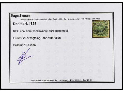 ° DINAMARCA. 1851-82. Tres páginas de álbum con sellos usado