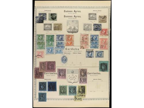 ° ARGENTINA. 1858-85. Cuatro páginas de álbum con sellos usa