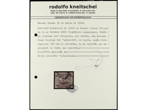 ° ARGENTINA. 1858-85. Cuatro páginas de álbum con sellos usa